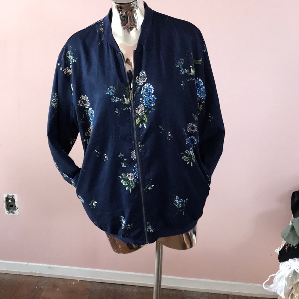 Floral light weight bomber jacket